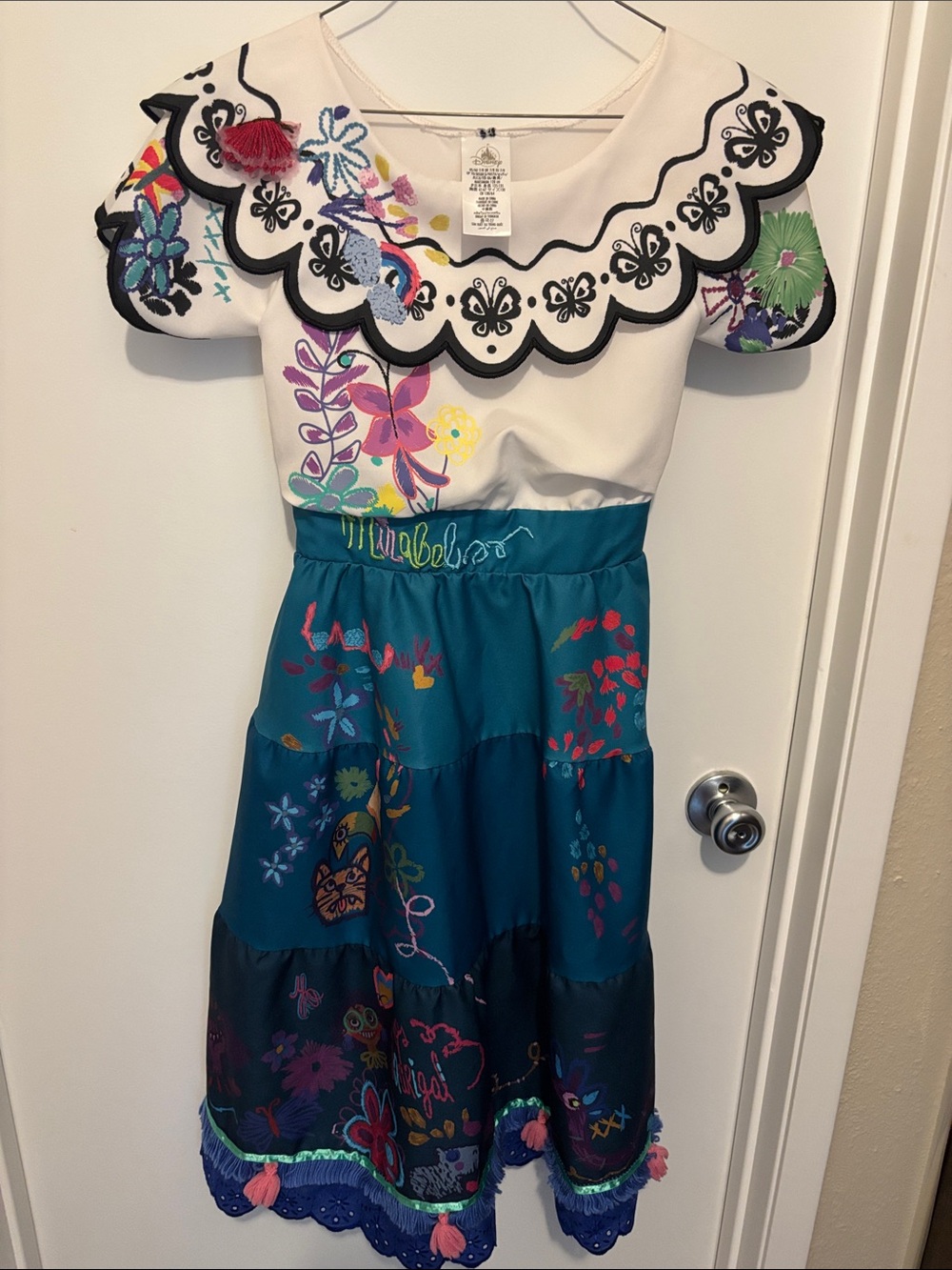 Disney Teal & Cream Embroidered Fiesta Dress